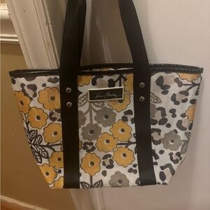 Vera Bradley Yellow and Black Floral Tote Bag